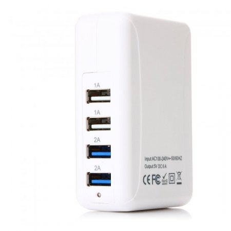 4 USB Power Adapter Easy Travel Adapter AC100-240V 6A 4Port