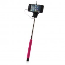 MOWTO Z07-5S Cable Take Pole Wired Monopod Selfie Stick + Cell Phone Clip Holder Rose