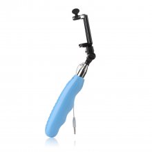 Portable Extendable Handheld Wired Monopod Selfie Stick with Built-in Shutter Blue