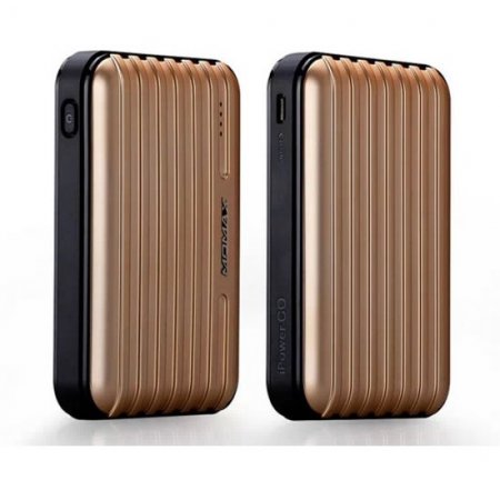 Lumen Stone Line 12000mAh Dual USB Power Bank with Flashlight Gold