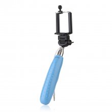 Portable Extendable Handheld Wired Monopod Selfie Stick with Built-in Shutter Blue