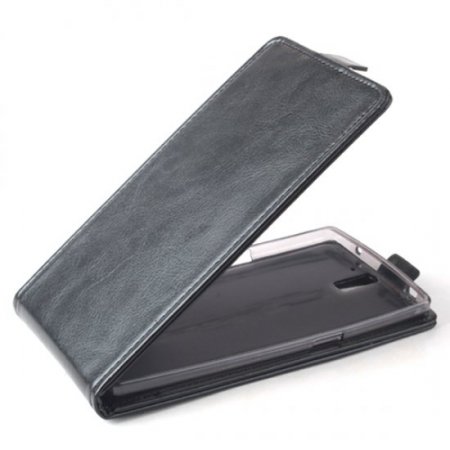 Fashion Leather Flip Case Cover for ONEPLUS ONE Smartphone Black