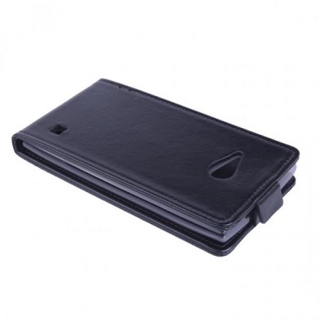 Leather Flip Cover Case Stand Nokia Lumia 730 Smartphone Black