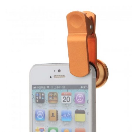 OD-009 4 in 1 Universal 180 Clip Smartphone Fish Eye Camera Lens Golden