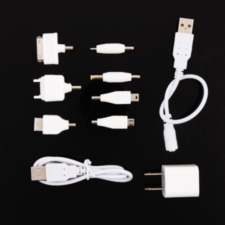 11200mAh Mini Power Bank with Double USB Output- White