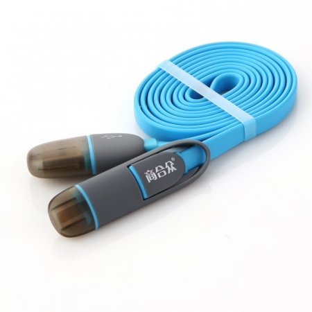 2-in-1 1M Noodle 8Pin & Micro USB Charging Cable For iPhone 5/6/6 Plus Android Phones