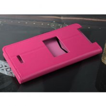 Fashion Leather Flip Case Cover for iNew V8 Smartphone Rosy