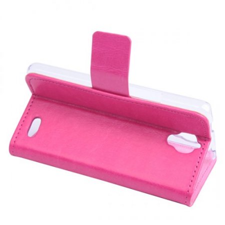 Leather Flip Cover Case Protect Case Stand for TCL S820 Smartphone Rose