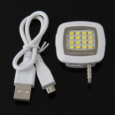 Mini Flash Lamp Portable Lighting Equipment with 3.5mm Audio Plug White