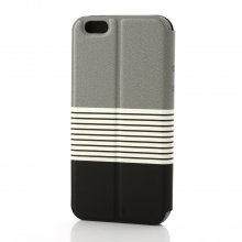 Leather Flip Cover Stand Case for iPhone 6 Black ＆ Gray