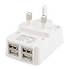 LED 4 Ports USB to Ac Wall Adapter UK Charger for iPhone iPod Blackberry HTC