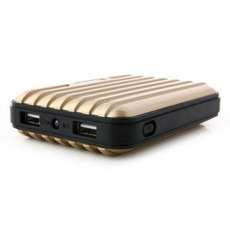 Lumen Stone Line 12000mAh Dual USB Power Bank with Flashlight Gold