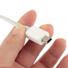 PowerChic White Mini USB Charge & Sync Cable with Blue Visible EL for MP3 MP4 Mobile Phones