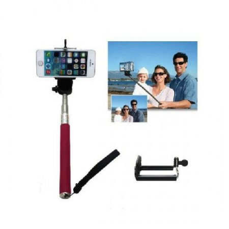 Extendable Camera Shooting Handheld Monopod Holder for iPhone Smartphones Rosy