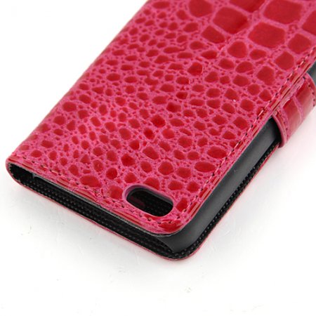 Magnetic Closure Protective Flip Cover Stand Crocodile Stripe Leather Case for iPhone5c