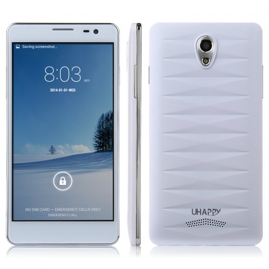 UHAPPY UP520 Smartphone 1GB 8GB Android 4.4 MTK6582 5.0 Inch QHD Screen OTG White