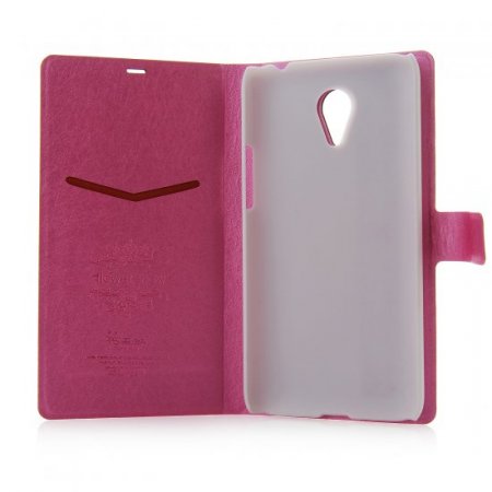 Fashion Leather Flip Cover Stand Case for MEIZU m1 note Smartphone Rosy