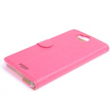 Leather Flip Contract Color Cover Case Protect Case Stand for InFocus M530 Rose