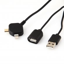 Multifunction OTG Data Change USB Charge Mutual Conductive Cable - Black