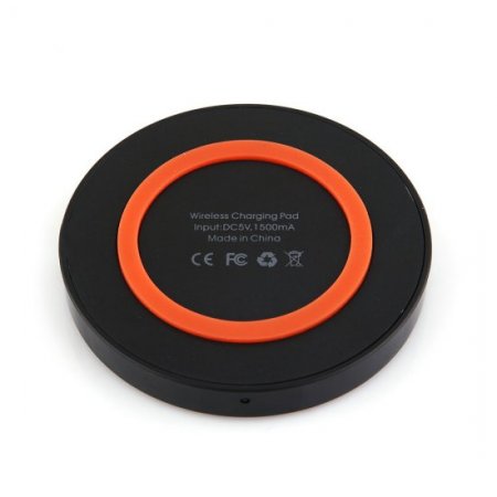 Q5 Portable Mini Wireless Charger Pad for Qi Compliant Devices Orange&Black
