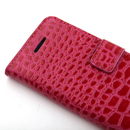 Magnetic Closure Protective Flip Cover Stand Crocodile Stripe Leather Case for iPhone5c
