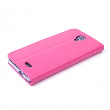 Leather Flip Cover Case Stand for Doogee DG280 Smartphone Rose