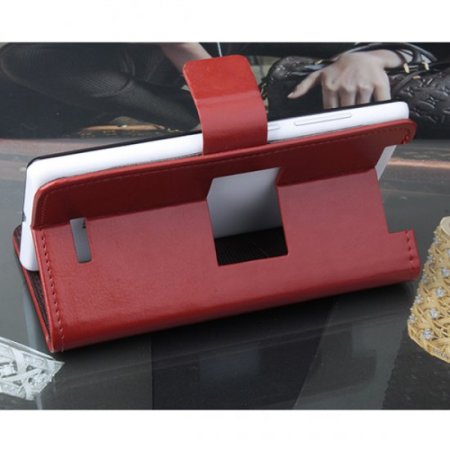 Fashion Leather Flip Case Cover for iNew V8 Smartphone Brown