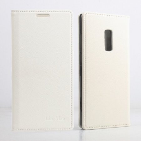 Cool Cross Pattern Leather Flip Case Built-in Magnetic for ONEPLUS 2 Smartphone White