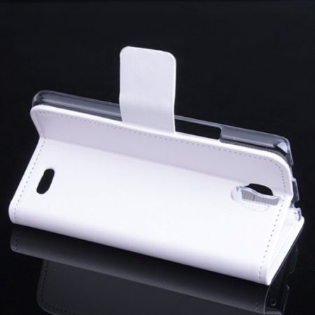 Leather Flip Cover Case Protect Case Stand for TCL S820 Smartphone White