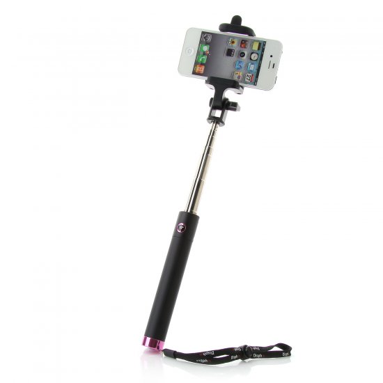 Dispho Original Bluetooth Selfie Stick Integrated Foldable Smart Shooting Aid Rosy