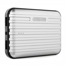 Lumen Stone Line 12000mAh Dual USB Power Bank with Flashlight Silver