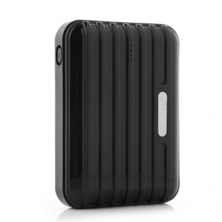 Lumen Stone Line 12000mAh Dual USB Power Bank with Flashlight Black