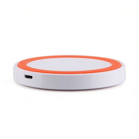 Q5 Portable Mini Wireless Charger Pad for Qi Compliant Devices White&Orange