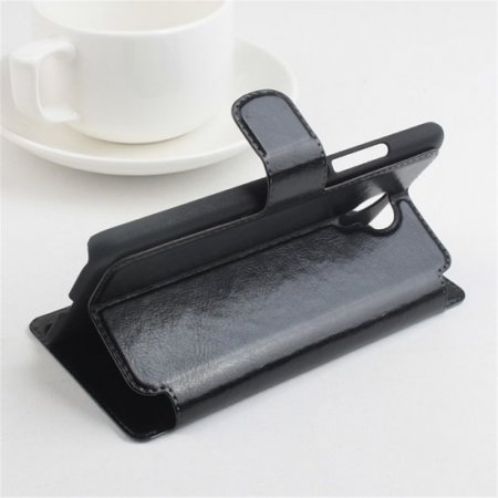Leather Flip Cover Case Protective Case Stand for MEIZU MX5 Smartphone Black
