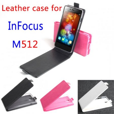Protective PU Leather Flip Case for Foxconn InFocus M512 Smartphone Rosy