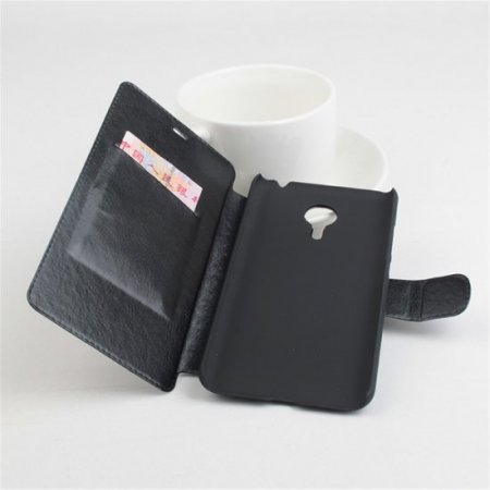 Leather Flip Cover Case Protective Case Stand for MEIZU MX5 Smartphone Black