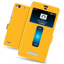 S-view Flip Cover Case Stand for ZTE Nubia Z7 mini Smartphone Yellow