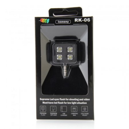 Icanany RK06 Selfie Using Sync LED Flash iblazr LED for Wired Monopod Camera iPhones