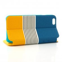 Leather Flip Cover Stand Case for iPhone 6 Orange ＆ Blue