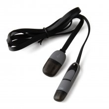 2 in 1 USB Cable Data Transmit and Charging Cable for iPhone & Android Black
