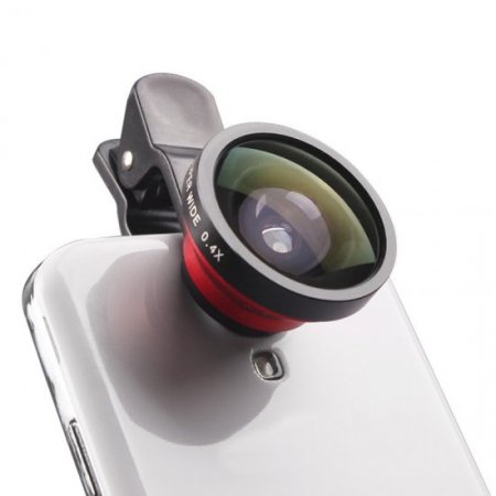 OD-005 Super Wide 0.4X Detachable Lens for Digital Camera & Smartphone Red