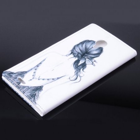 Fashion Painting Plain Girl Flip Cover Stand Case For Doogee DG550 Smartphone