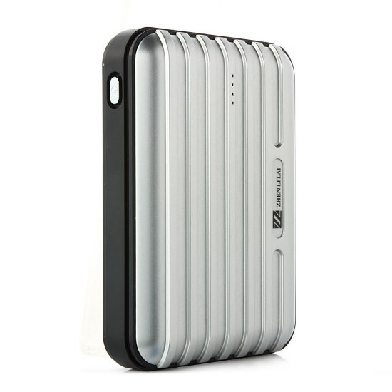 Lumen Stone Line 12000mAh Dual USB Power Bank with Flashlight Silver
