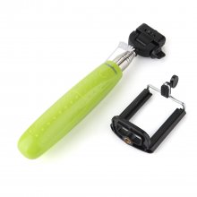 Portable Extendable Handheld Wired Monopod Selfie Stick with Built-in Shutter Green