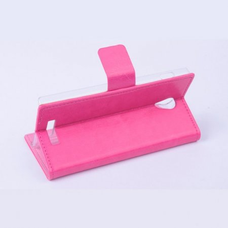 Leather Flip Cover Case Stand for Nibiru H1 Smartphone Pink