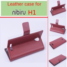 Leather Flip Cover Case Stand for Nibiru H1 Smartphone Brown