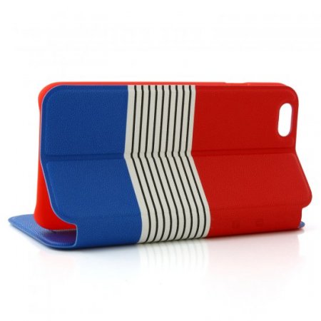 Leather Flip Cover Stand Case for iPhone 6 Red ＆Blue