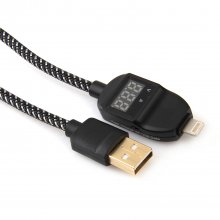 2586 Smart Current + Voltage LED Display Super Charging Cable for iPhone iPad Black