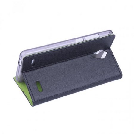 Leather Flip Cover Case Stand ZTE V5 MAX Smartphone Black