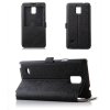 Fashion Leather View Flip Case Cover for Samsung Galaxy Note4 Smartphone Black